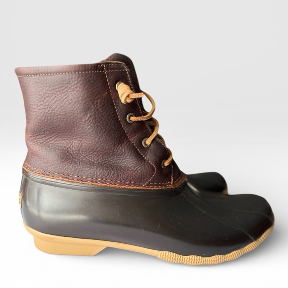 NWOT Sperry Womens Top-Sider Saltwater Duck Boot Brown Leather Size 12 STS91176 - Picture 4 of 10